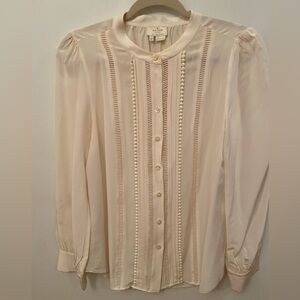 Kate Spade NY  Sz Medium ivory nylon Long sleeve blouse top